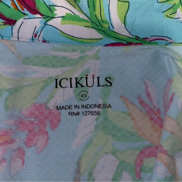 Icikuls Mock Neck Vented Long Sleeve 1/4 Zip Pink Blue Green XS EUC - Picture 5 of 5